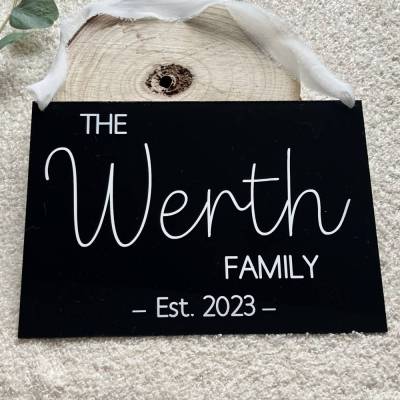 Acryl Familienschild personalisiert A4 Hochzeitsgeschenk