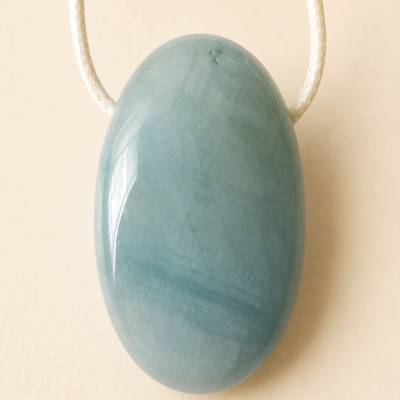 Aquamarin Anhänger | Beryll | Linsenstein | 40 × 25 mm | Stein des Friedens