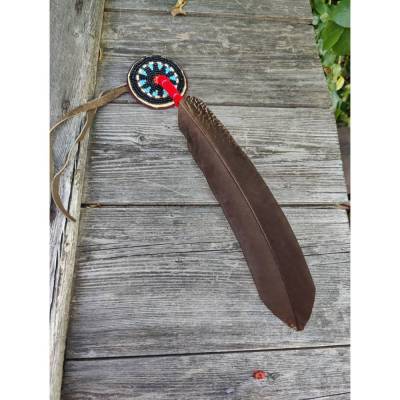 Indianerfeder zum Dekorieren für Haar oder Pferdemähne, glasperlenrosette