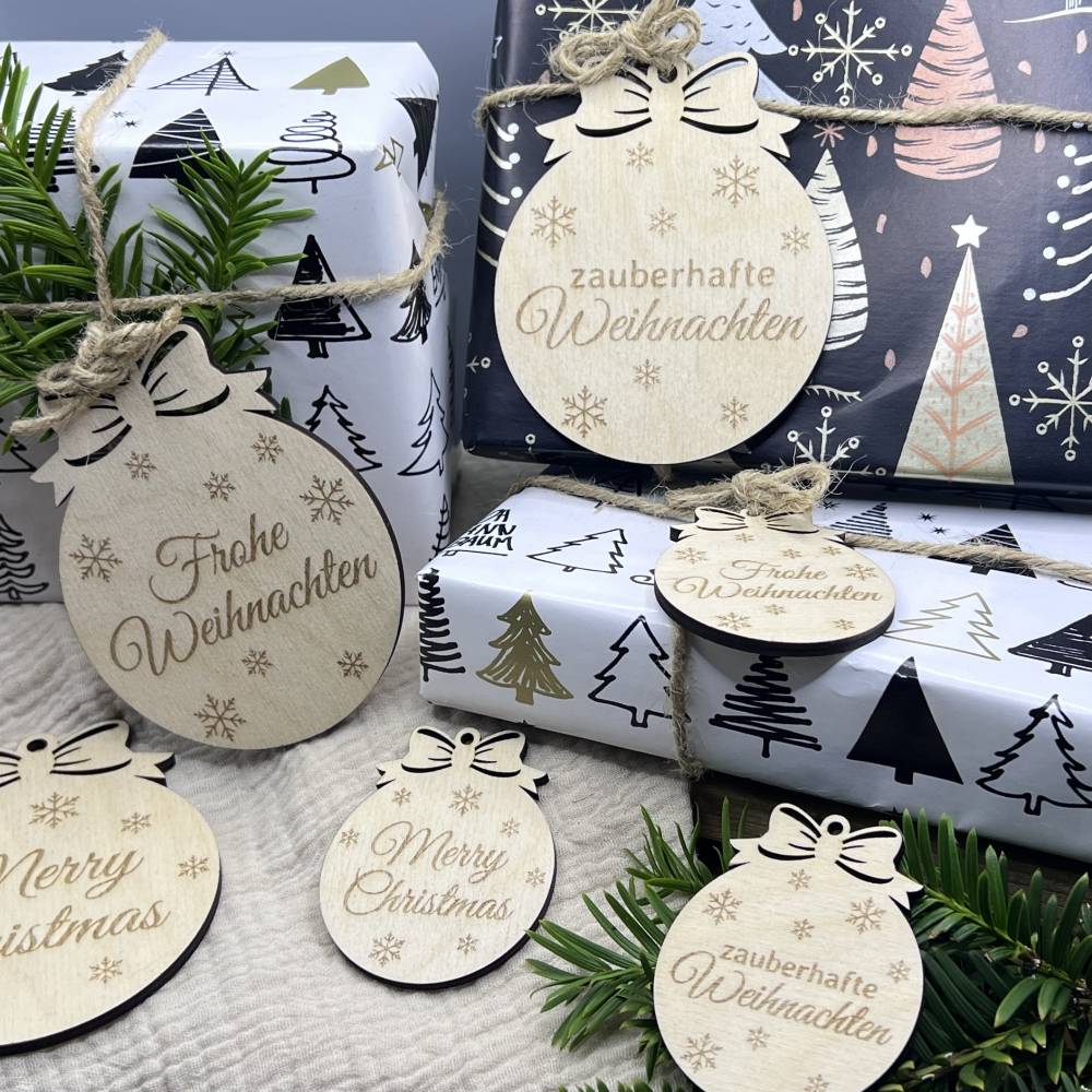 Weihnachtsanhänger Holz, Geschenkanhänger Weihnachten, Deko Geschenk, Anhänger Weihnachtsgeschenke, Deko Anhänger