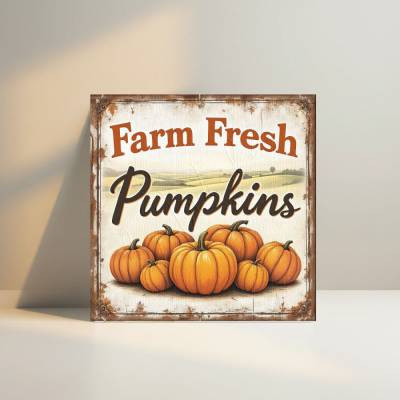 PUMPKINS - Wandbild Kürbisse Herbstzeit auf Holz, als Leinwandbild oder Kunstdruck, Wanddeko Bild im Shabby Landhausstil