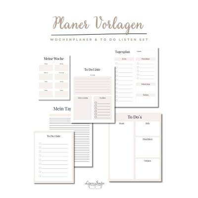 Planer Vorlagen Set | Wochenplaner & To‑Do‑Listen | Tagesplan PDF | Minimalistisch  | sofort druckbar