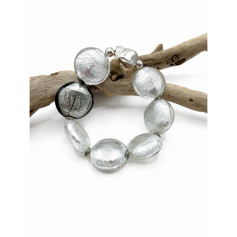 Statement Armband mit Muranoglas-Perlen Venedig, Ventil Beads Blattsilber-Technik, 925 Silber, Handarbeit Bild 1