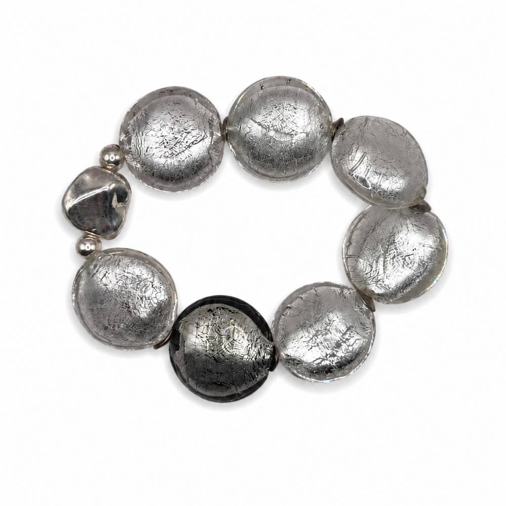 Statement Armband mit Muranoglas-Perlen Venedig, Ventil Beads Blattsilber-Technik, 925 Silber, Handarbeit Bild 2