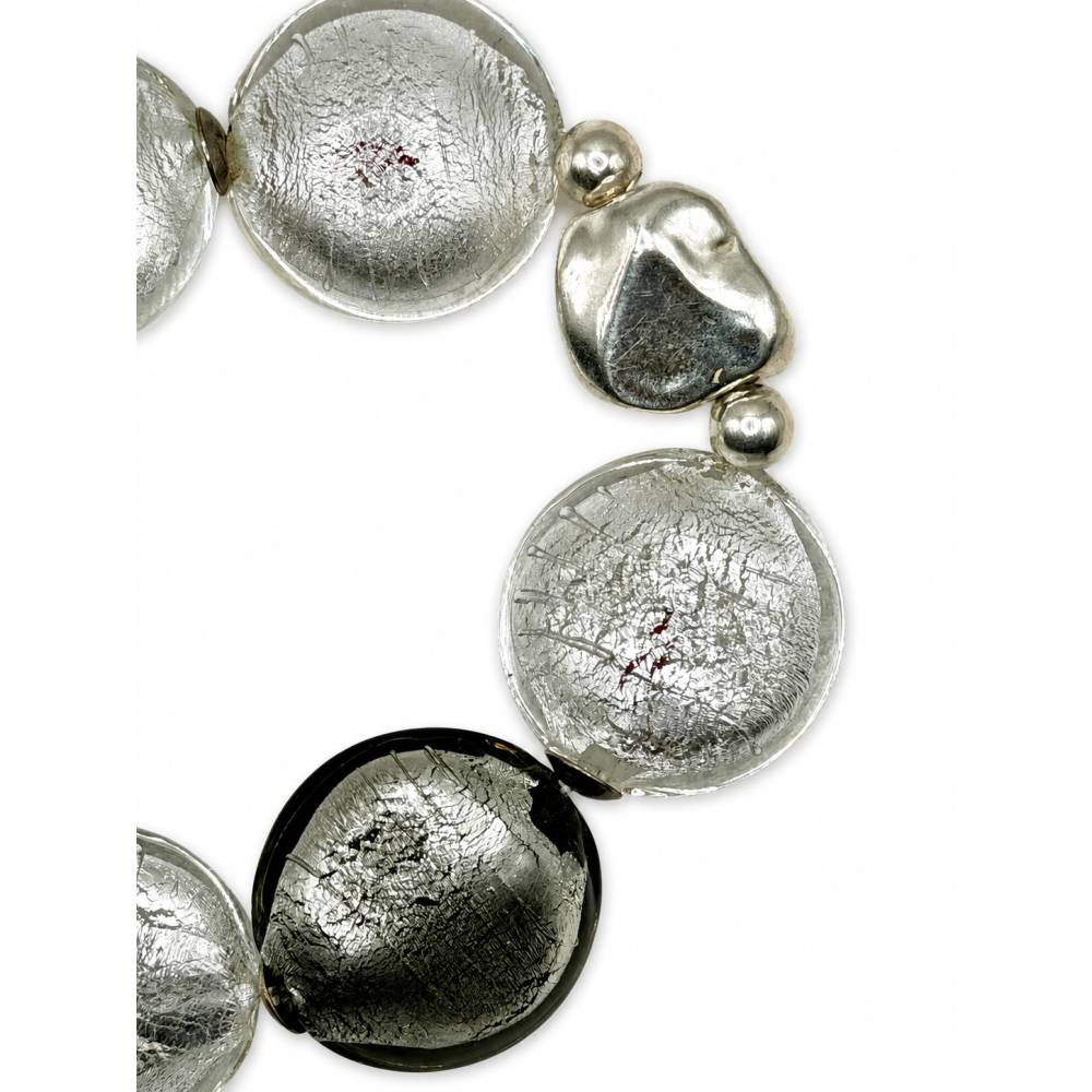 Statement Armband mit Muranoglas-Perlen Venedig, Ventil Beads Blattsilber-Technik, 925 Silber, Handarbeit Bild 6