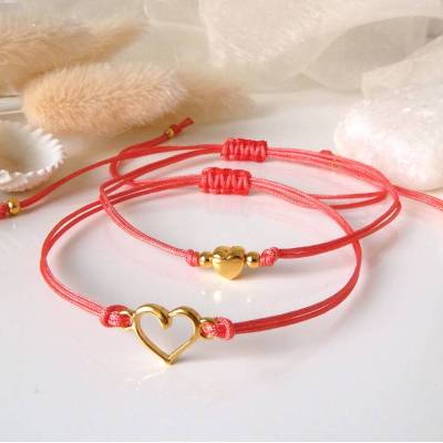 Mutter-Tochter Armband-Set Herz, verschiedene Farben Makrameeband, Geschenk Tochter