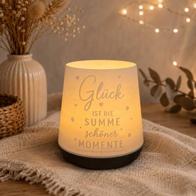 3D Windlicht Glück ist die Summe schöner Momente | LED Windlicht mit Spruch | Geschenk Glück | Deko | Geschenkidee |