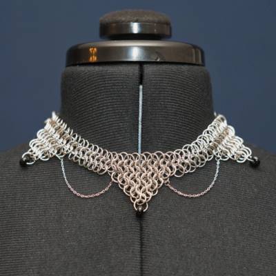 Chainmaille-Choker HARLEQUEEN OF STEEL. Kette Handmade Edelstahl