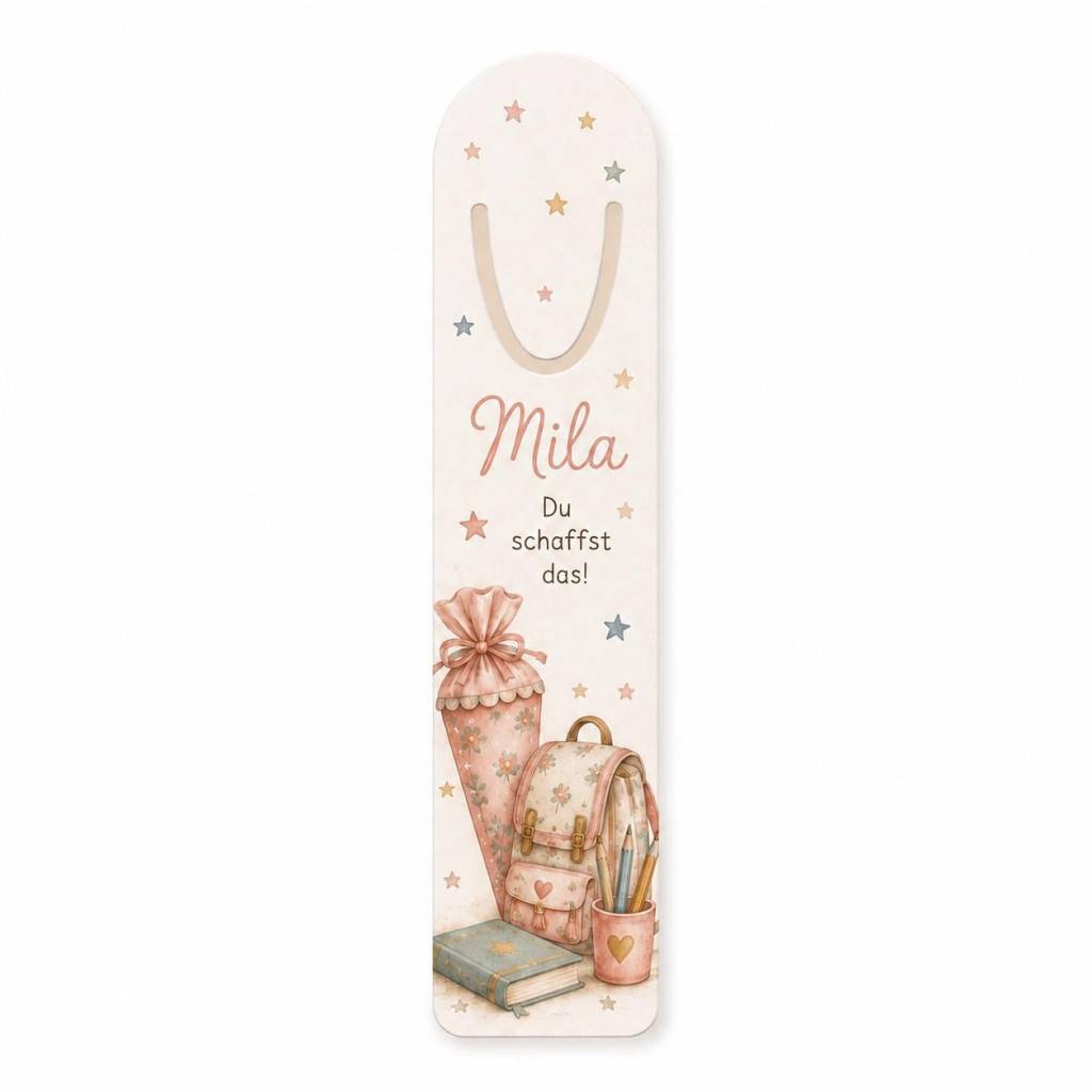 Personalisiertes Lesezeichen zur Einschulung mit Name & Wunschtext – Foto oder Schulmotiv aus Aluminium Bild 5