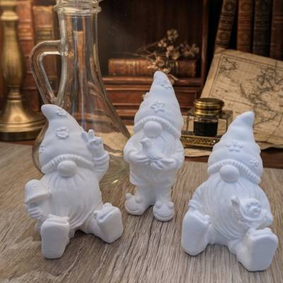 Wichtel Figuren aus Gusskeramik zum Bemalen – 3 Motive einzeln erhältlich – DIY Geschenkidee
