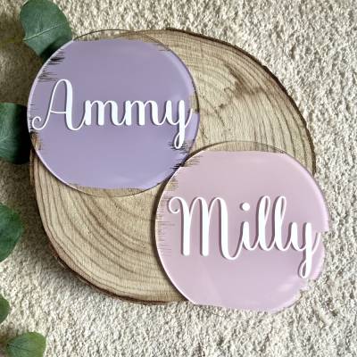 Acrylschild 15 cm rund Namensplatte individuell personalisiert