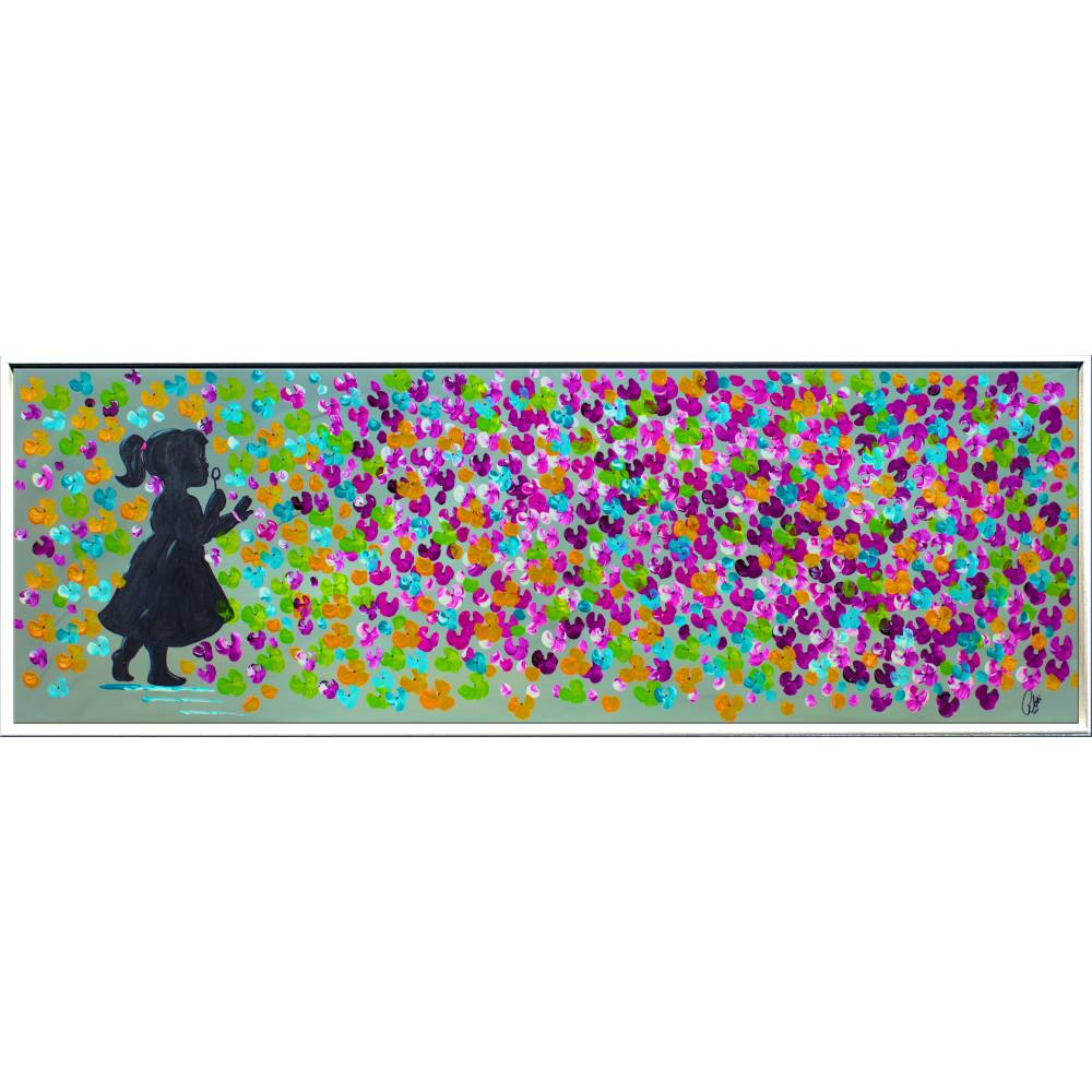 Original Acrylgemälde Mädchen mit Blüten – farbenfrohe moderne Kunst 123 x 43 cm Bild 9
