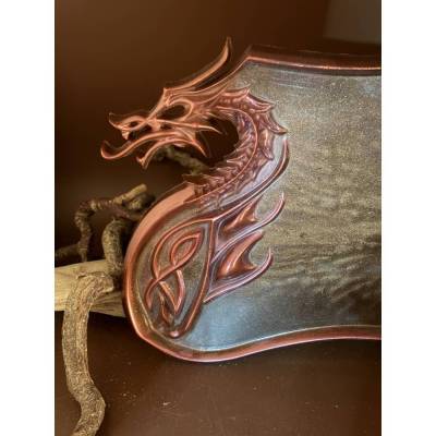 Handmade Drachen-Tablett aus Epoxidharz – Dekoratives Serviertablett, 26 cm