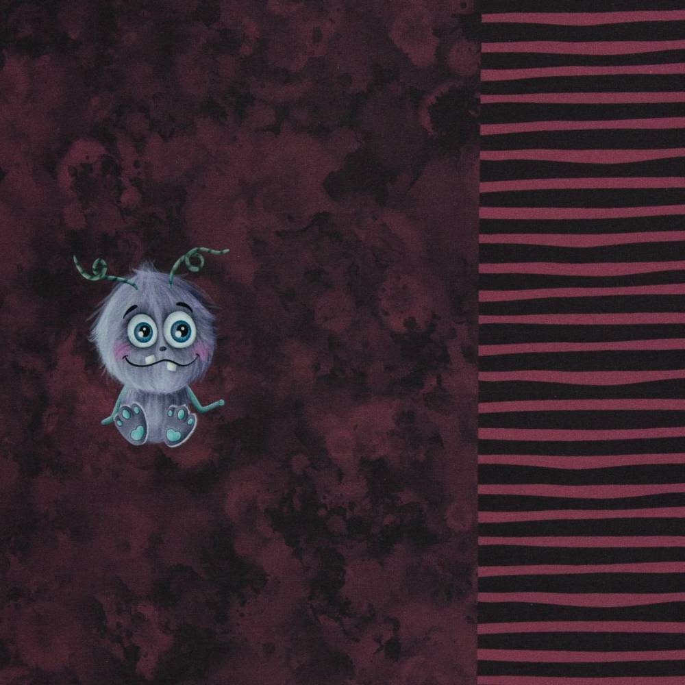 Swafing Panel Monster MOODS BY MRS MINT, FRENCH TERRY beere Bild 2