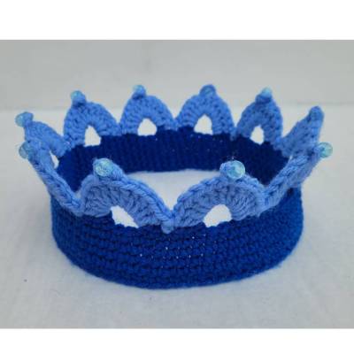 Krone mit Wunschzahl | Häkelkrone Blau Hellblau für Jungen | Prinzen Geburtstag Party Fotoshooting | 2–8 Jahre