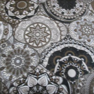 French Terry Baumwolljersey angeraut Mandala Orient Sand  (1m/16,-€)