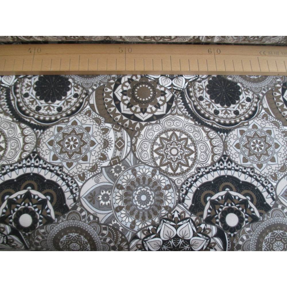 French Terry Baumwolljersey angeraut Mandala Orient Sand  (1m/16,-€) Bild 2