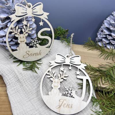 Personalisierte Baumkugel aus Holz, Baumschmuck, Idee Wichtelgeschenk, Geschenk Familie Weihnachten Weihnachtskugel Holz