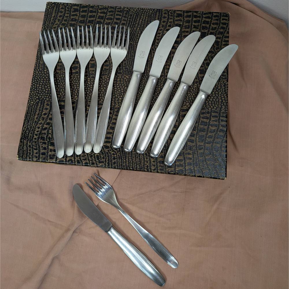 Besteckset Messer & Gabeln 6 Pers. Set in Besteckkasten ABS Besteck Auer Besteck- & Silberwarenwerke Edelstahl Rostfrei