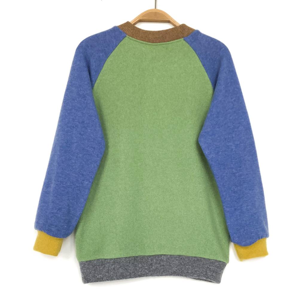 Kaschmirpullover Größe 152 grün blau – Upcycling Kinderpullover Bild 2