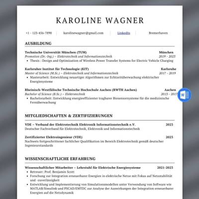 Akademischer Lebenslauf Vorlage Word – Wissenschaftlicher Lebenslauf für Promotion, Forschung & akademische Karriere