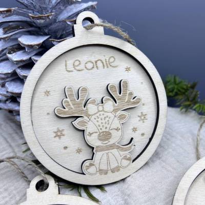 Geschenk Familie Weihnachten, Personalisierter Baumschmuck, Weihnachtskugel Holz, Christbaumschmuck Holzdeko Weihnachten
