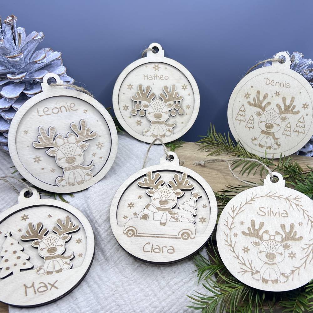 Geschenk Familie Weihnachten, Personalisierter Baumschmuck, Weihnachtskugel Holz, Christbaumschmuck Holzdeko Weihnachten