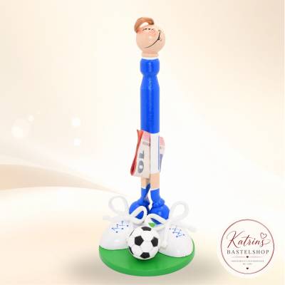 Geldgeschenk Fußballer Blau Weiß – handgefertigte Figur zum Geburtstag | Geschenk für Fußballfans und Spieler