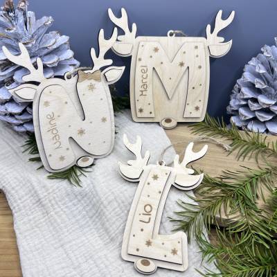 Christbaumschmuck personalisiert, Weihnachtliche Tischkarten, Wichtelgeschenk 10 Euro, Anhänger Weihnachten, Holzdeko