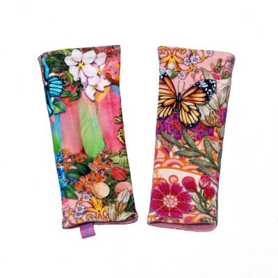 Wende Armstulpen rosa bunt bedruckt ~welcome in paradiese hawaii ~ Goa Hippie & Alice im Wunderland Accessoire