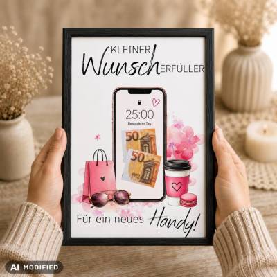 Geldgeschenk neues Handy – Wunscherfüller zum Geburtstag | PDF zum Ausdrucken | Digital Download