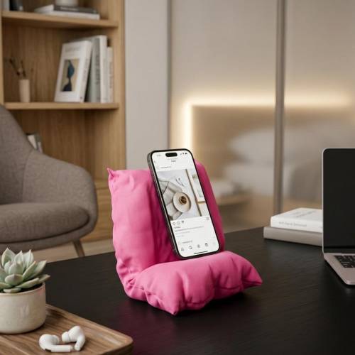 Rosa Mini Sofa Handyhalter, Kissen Handy Ständer für Schreibtisch, Handykissen Lustig, Coole Handyzubehör, Geschenk für