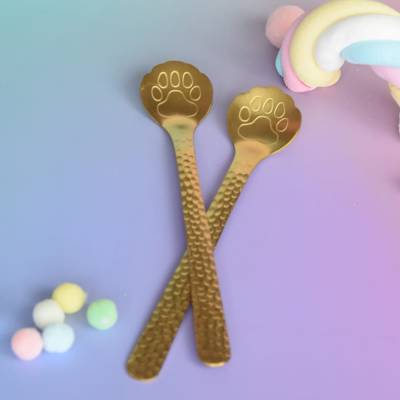 Kaffeelöffel "Katzenpfote" Gold - 2er Set aus Edelstahl
