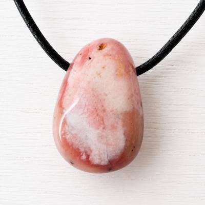 Andenopal Anhänger Rosa – Pink Opal aus Peru, Seelenstein, ca. 3 × 2 cm