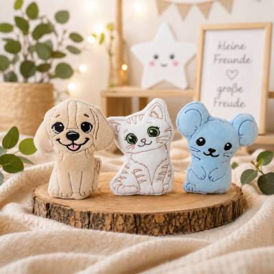 Stickdatei Hund, Katze und Maus 13x18  In the Hoop Set 26130 – Maschinenstickerei von Design-by-Jasmina