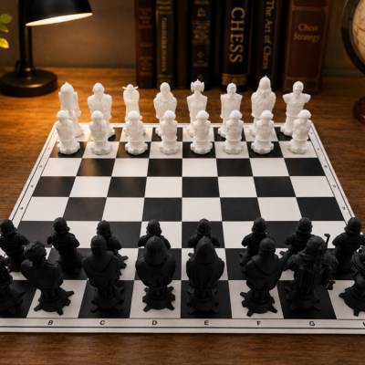 Fantasy Schachfiguren Set – 3D gedruckt | Sci-Fi Schachspiel | Schwarz & Weiß | Handgefertigte Schachfiguren | Geschenk