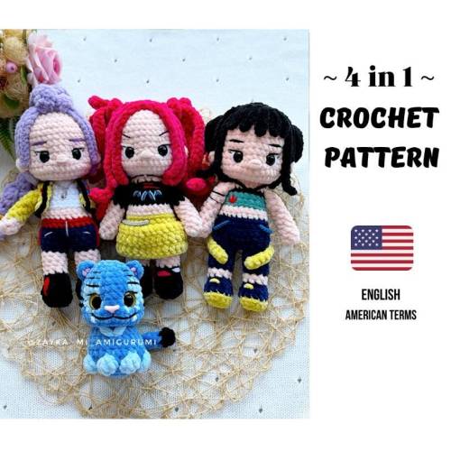 Amigurumi Häkelanleitung Puppe 4 in 1 PDF | Kuschelpuppe häkeln | Mädchenpuppe & Tiger häkeln | Plüsch Amigurumi 
