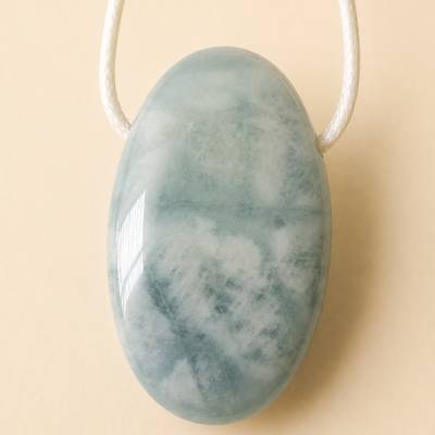 Aquamarin Anhänger | Beryll | Linsenstein | 40 × 25 mm | Stein des Friedens