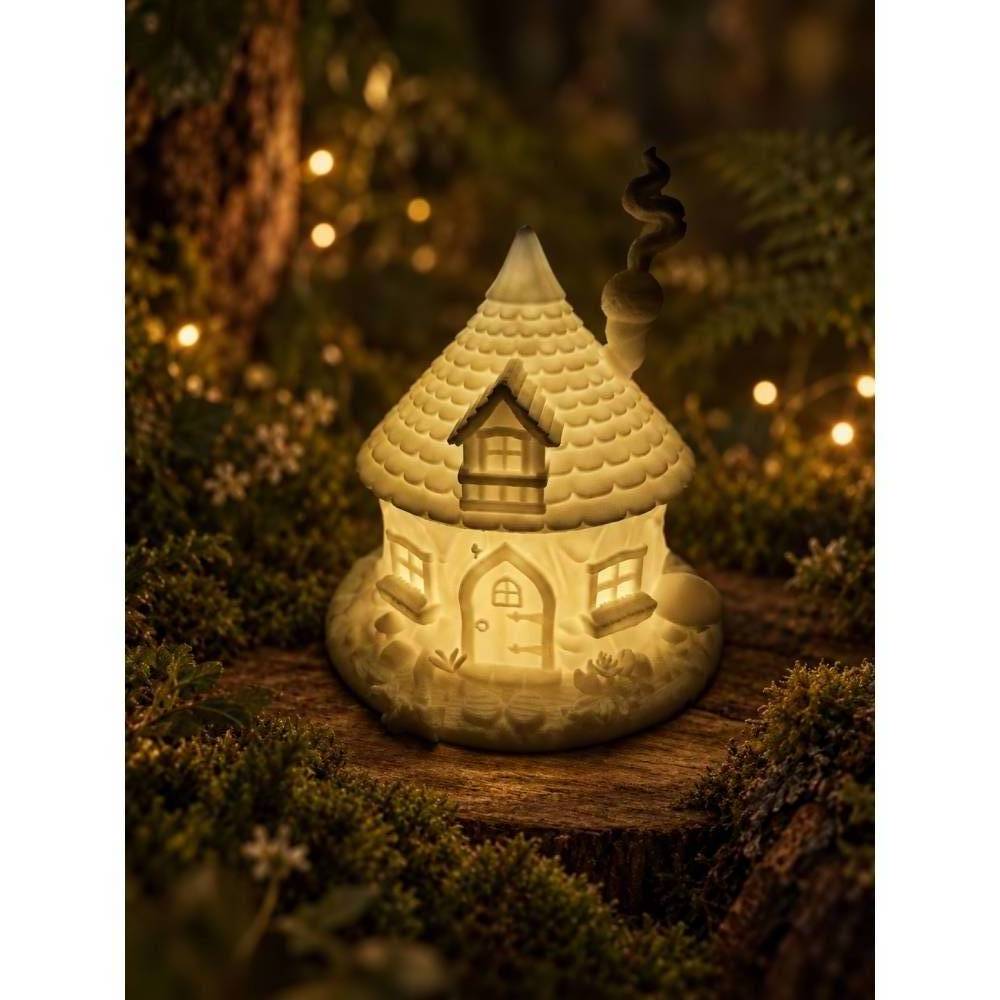 Beleuchtetes Feenhaus aus ASA – 3D-gedruckte Märchenhaus-Deko – 16 cm – Feengarten Geschenk
