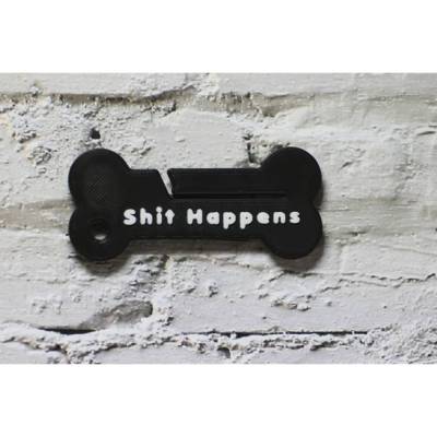 Kotbeutel Clip „Shit Happens", Kotbeutelhalter Knochenform für Hundeleine & Tasche, witziges Geschenk für Hundebesitzer