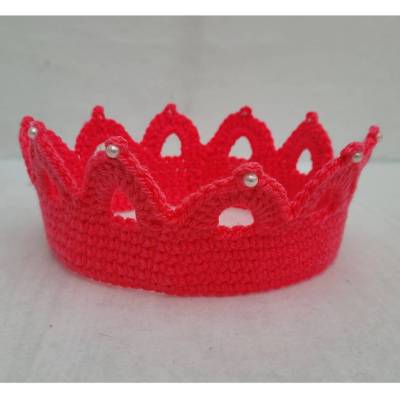 Krone mit Wunschzahl | Häkelkrone Pink für Mädchen | Prinzessin Geburtstag Party Fotoshooting | 2–8 Jahre