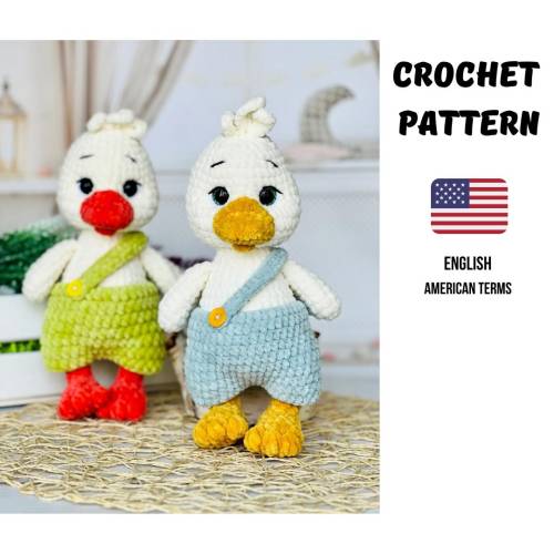 Amigurumi Häkelanleitung Ente PDF | Kuscheltier Ente häkeln | Süße Plüschente aus Plüschgarn | 25 cm Stofftier | 