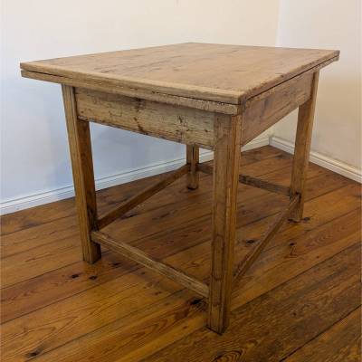 Farmhouse-Esstisch antiker Klapptisch traditioneller Küchentisch rustikaler Stollentisch mit Dreh-Klapp-Mechanismus
