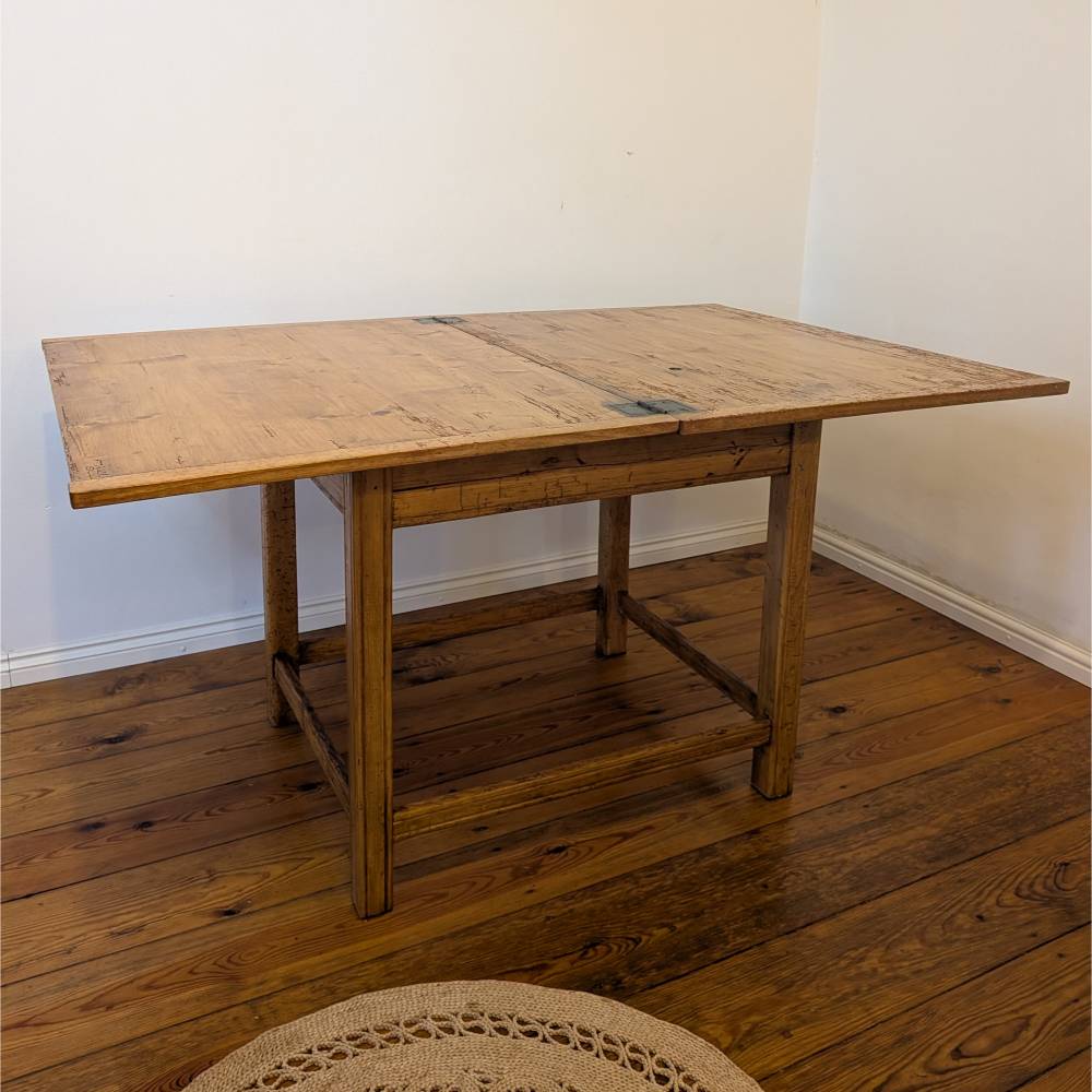 Farmhouse-Esstisch antiker Klapptisch traditioneller Küchentisch rustikaler Stollentisch mit Dreh-Klapp-Mechanismus