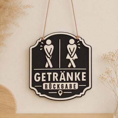 Lustiges WC-Schild „Getränke Rückgabe“ – witzige Dekoration für Gästeklo & Badezimmer
