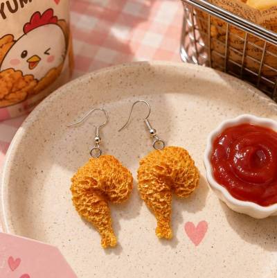 Resin-Ohrringe mit Hähnchenkeulen – ausgefallener Ohrschmuck kawaii  witzig & verspielt