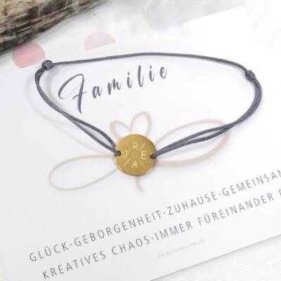 Armband personalisierbar Initialen - Namensarmband in Silber oder Gold mit rundem 13-mm-Plättchen 