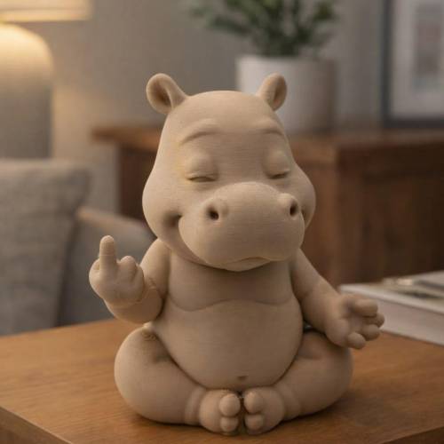 Lustiger Hippo Beige – 3D gedruckte Dekoration