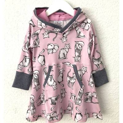 Hoody Kleid, Mädchen, hellrosa, Motiv: Katzen
