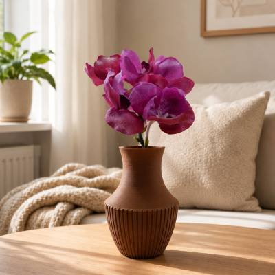Moderne Rillen-Vase für Trockenblumen | Minimalistische Deko-Vase | 3D-gedruckte Vase